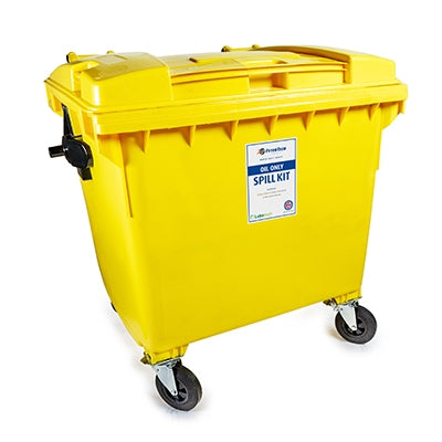 1000L Oil-Only Spill Kit with 4-Wheel Mobile Bin