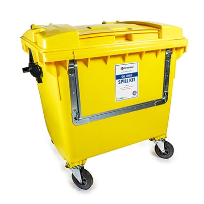 1000L Oil-Only Spill Kit with Drop-Front Wheeled Bin