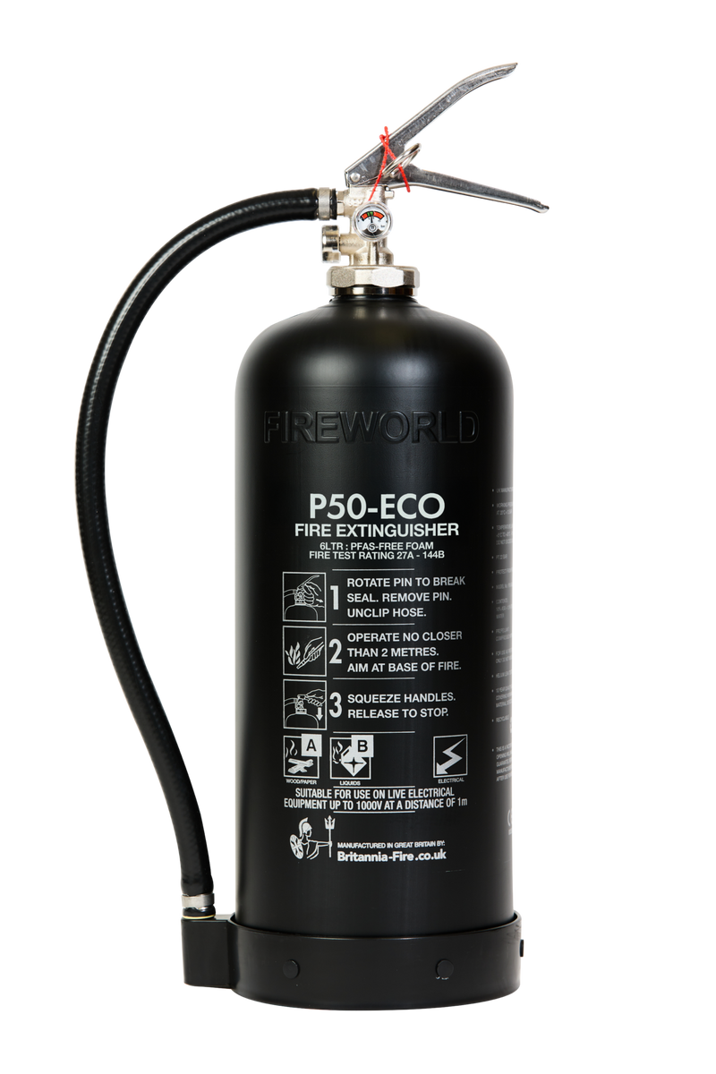 P-50-ECO Svart 6 Lítra Léttvatnsslökkvitæki - 10 ára þjónustufrí slökkvitæki