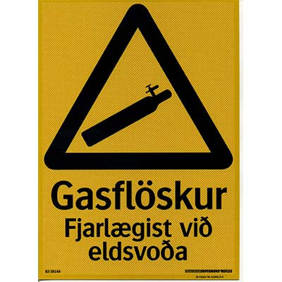 Gasflöskur, endurskin og sjálflýsandi